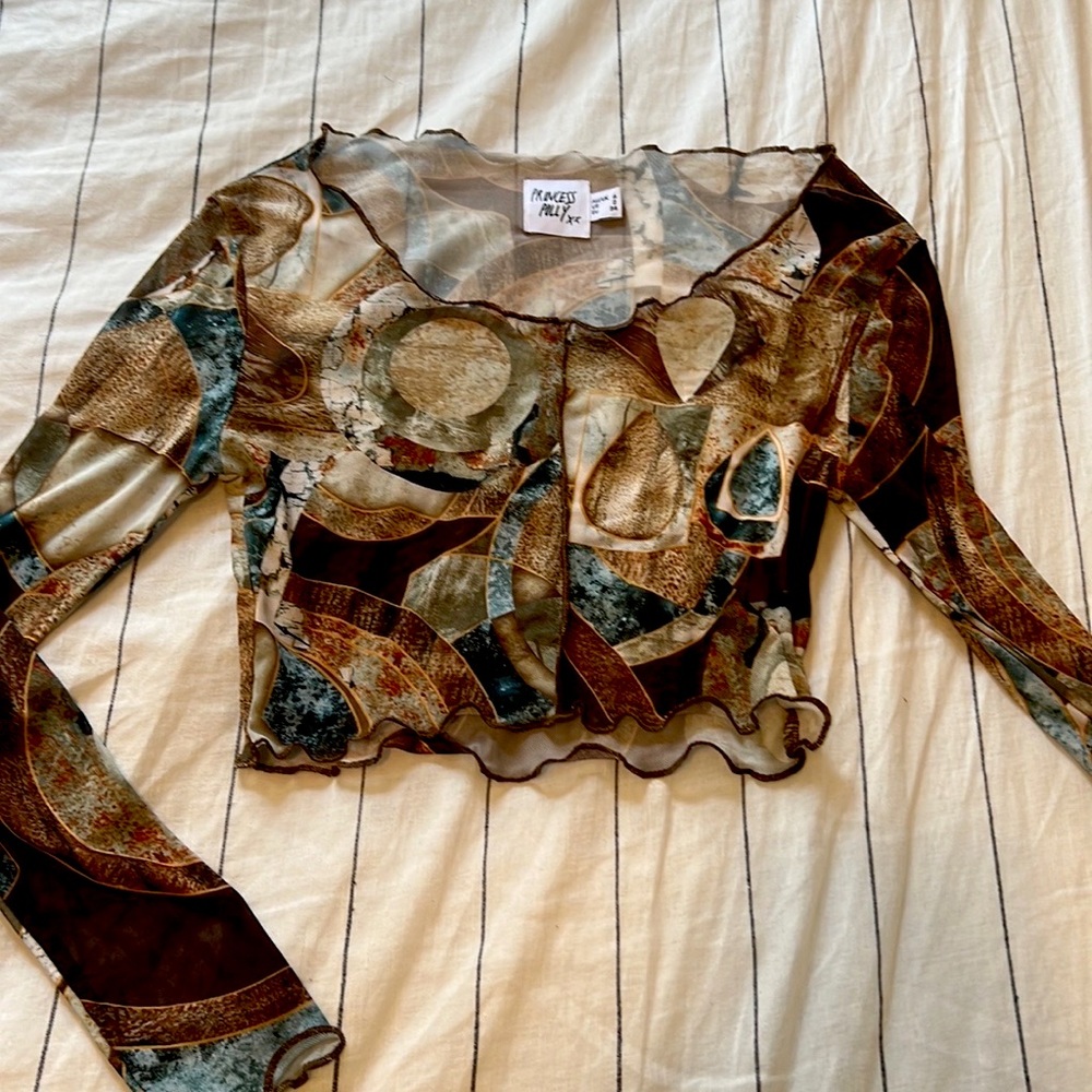 PRETTYLITTLETHING mesh cropped blouse